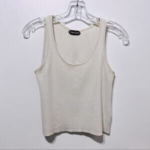 TOM FORD Womens Silk Sleeveless Ribbed Crop Top Size XS in Ivory